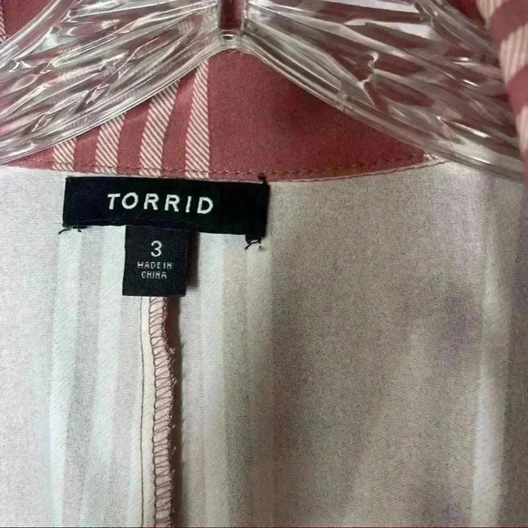Torrid DUSTY ROSE STRIPE LONGLINE BOYFRIEND BLAZER Sz 3 - Picture 6 of 7